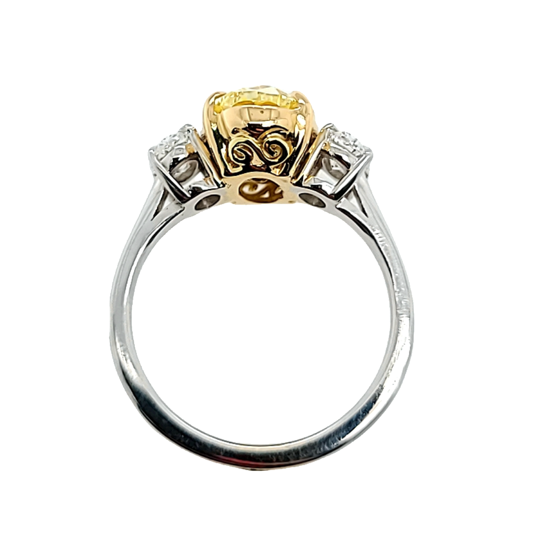 3.02 Carat Fancy Yellow Diamond Ring