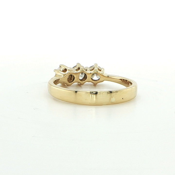 18K Yellow Gold Three Stone Diamond Engagement Ring