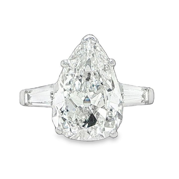 Platinum Pear-Cut Diamond Three-Stone Engagement Ring
