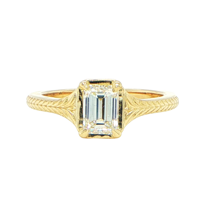 14K Yellow Gold Emerald Cut Diamond Solitaire Ring