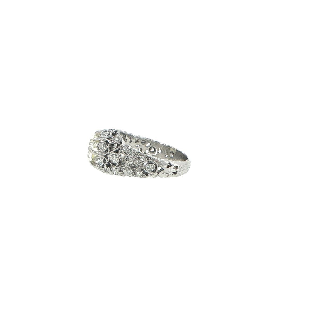 Platinum Antique Emerald Cut Diamond Engagement Ring