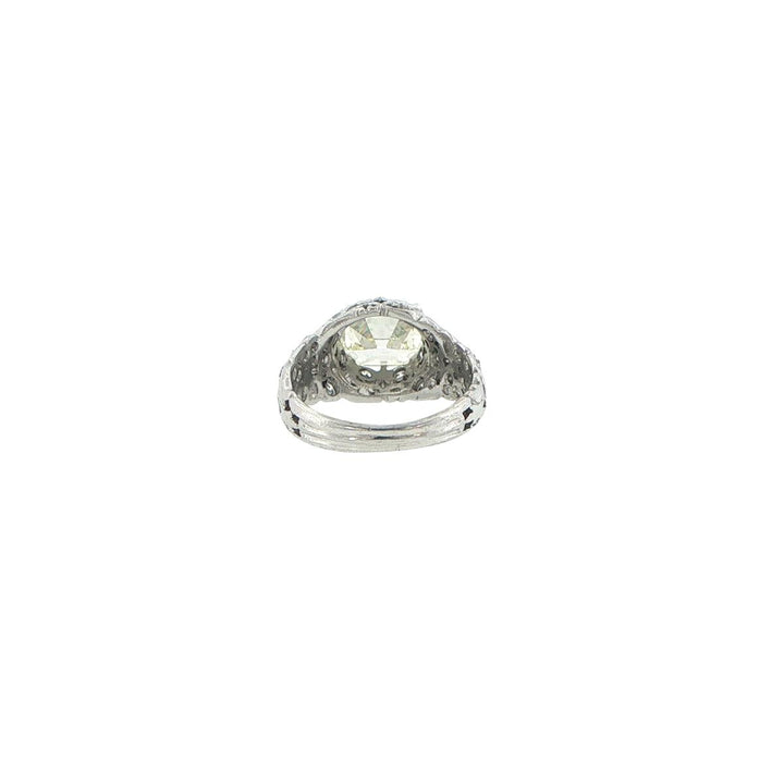 Platinum Antique Emerald Cut Diamond Engagement Ring