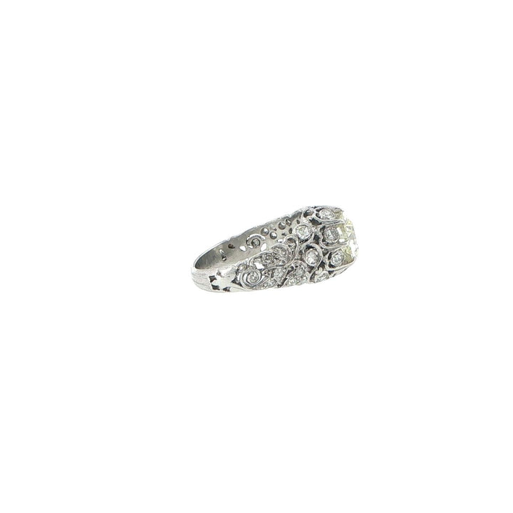 Platinum Antique Emerald Cut Diamond Engagement Ring