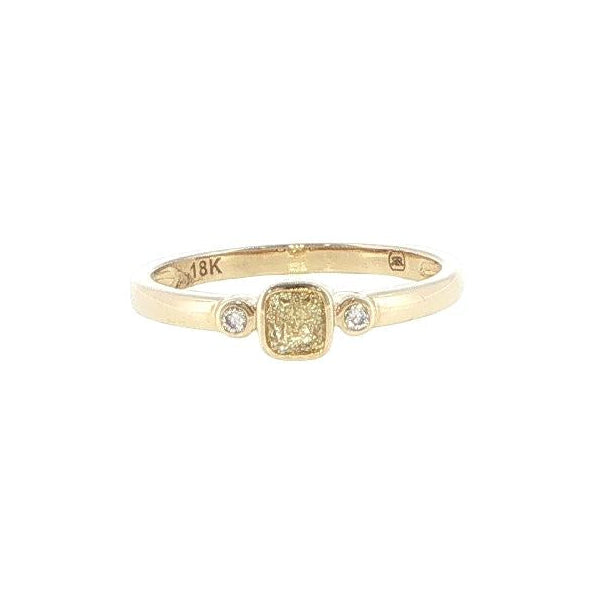 18K Yellow Gold Fancy Yellow Cushion Cut Diamond Ring