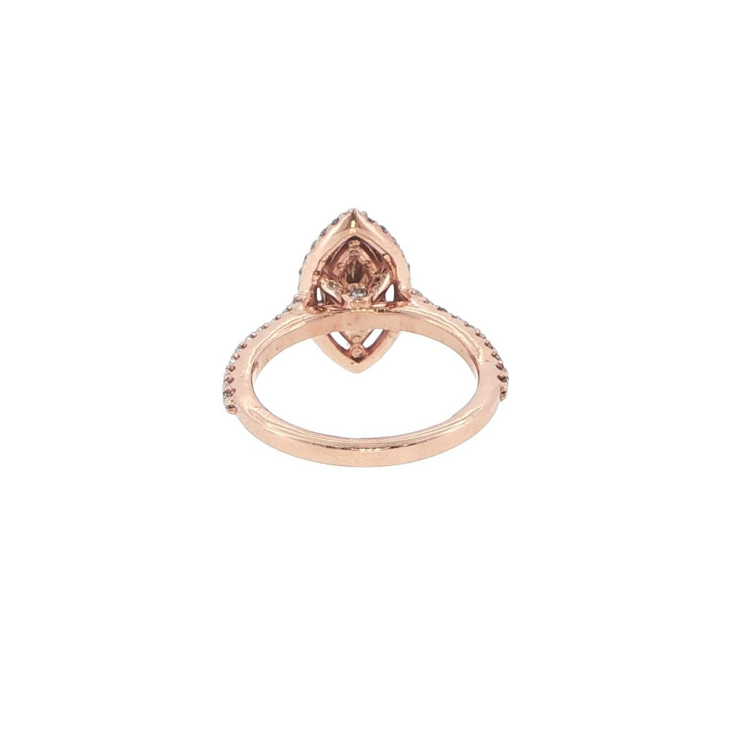 14K Rose Gold 1.36 Ct Fancy Orange-Brown Marquise Diamond Halo Engagement Ring