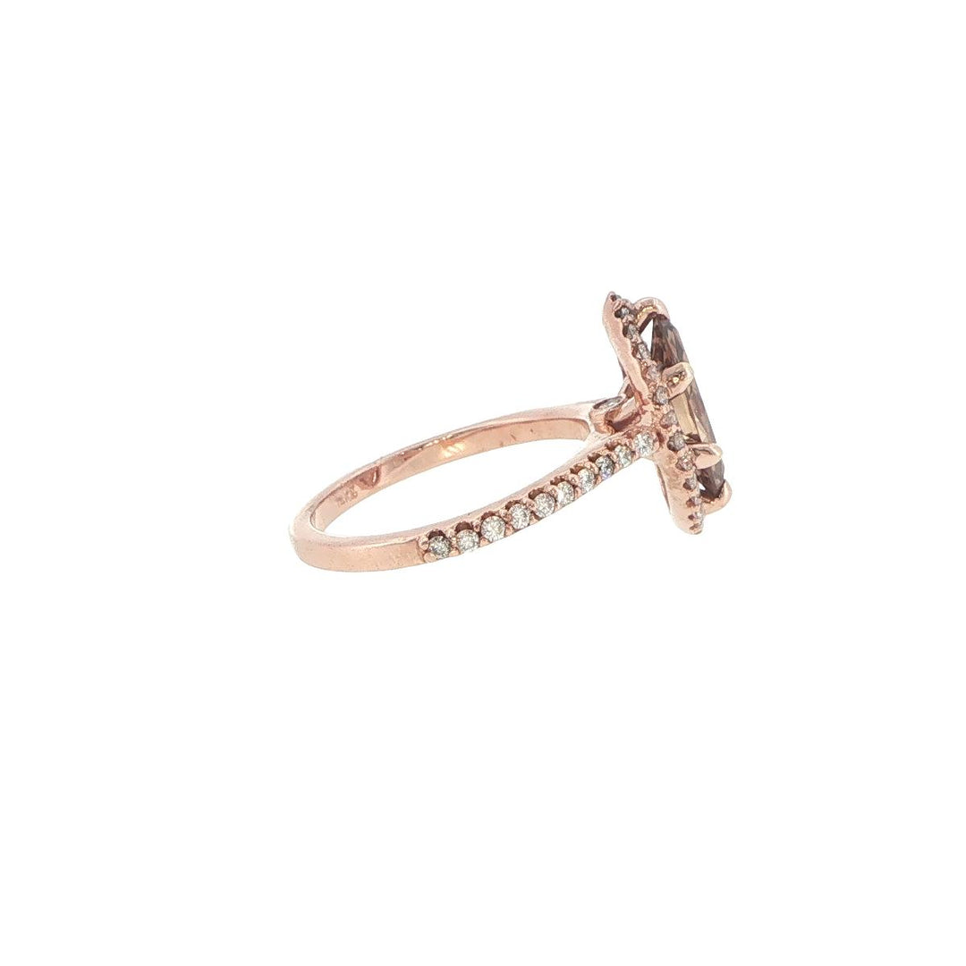 14K Rose Gold 1.36 Ct Fancy Orange-Brown Marquise Diamond Halo Engagement Ring