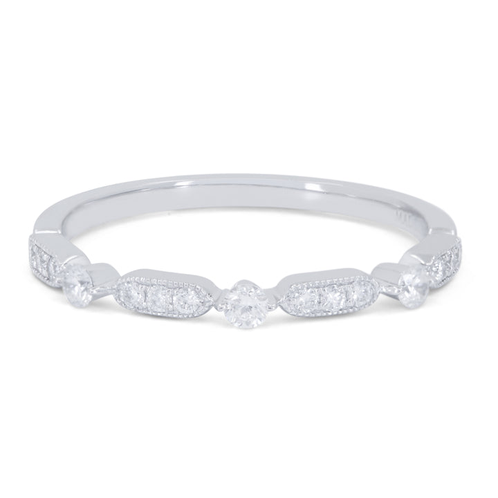 14K White Gold Diamond Stackable Ring