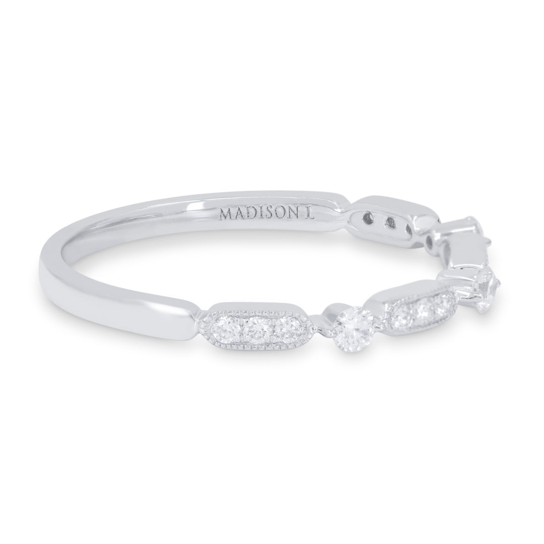 14K White Gold Diamond Stackable Ring