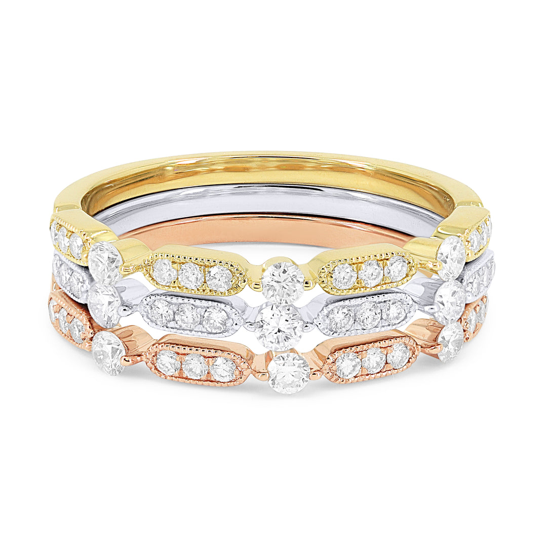 14K White Gold Diamond Stackable Ring