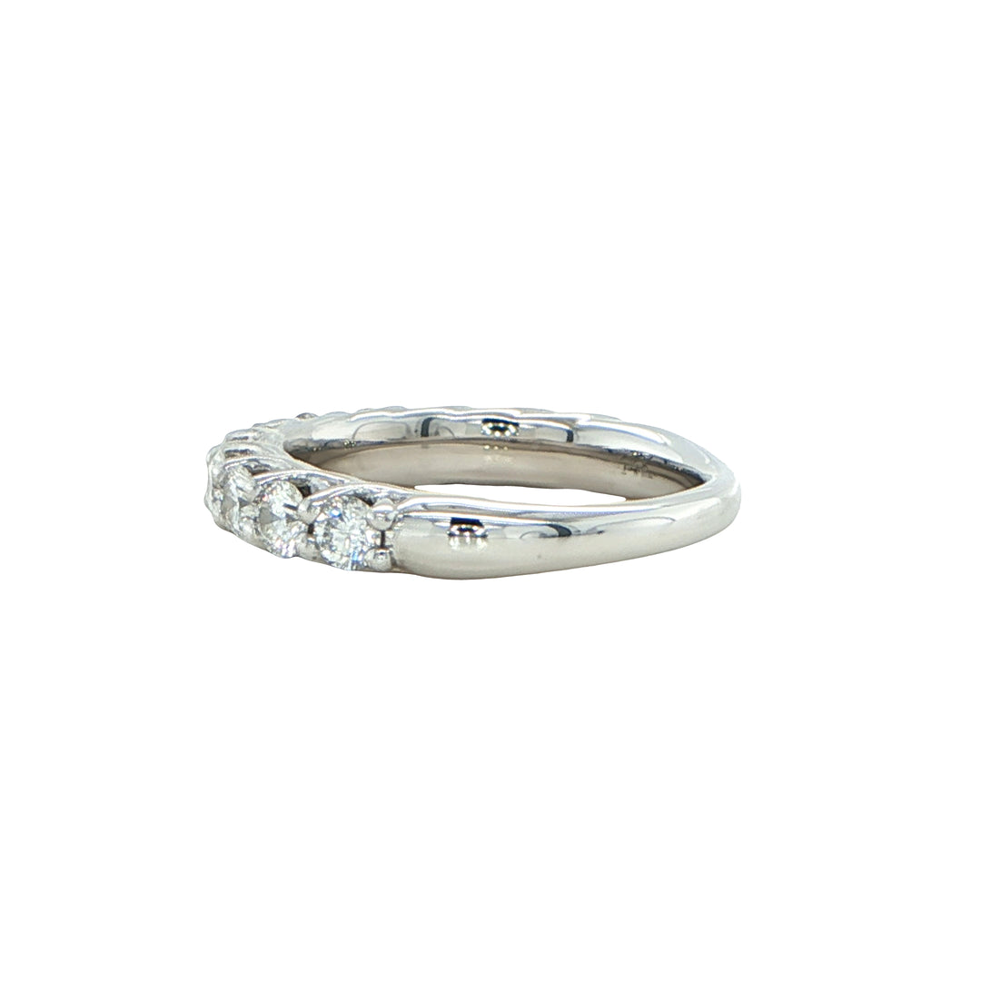 14K White Gold Shared Prong Diamond Wedding Band