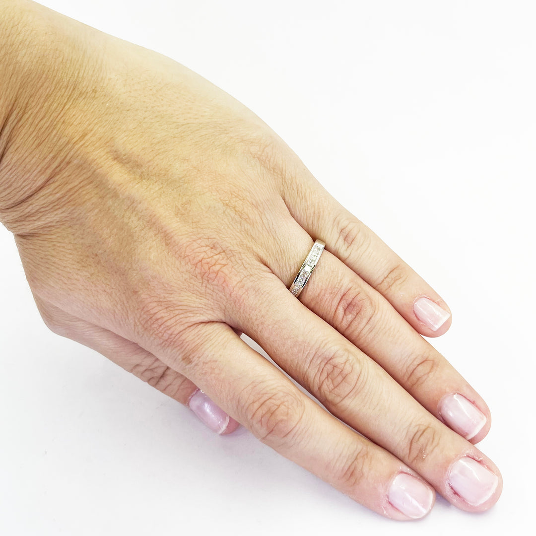 14K White Gold Princess-Cut Channel Set Diamond Band