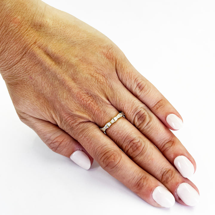 14K Yellow Gold Baguette Diamond Wedding Band