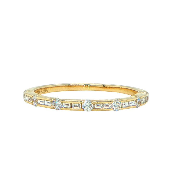 14K Yellow Gold Baguette Diamond Wedding Band