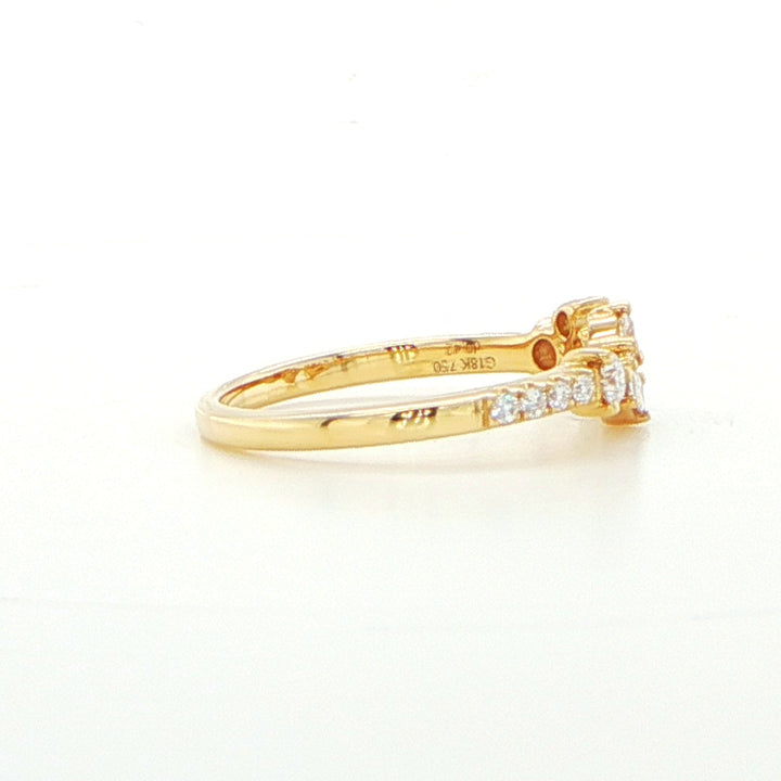 18K Yellow Gold Baguette & Round Diamond Band