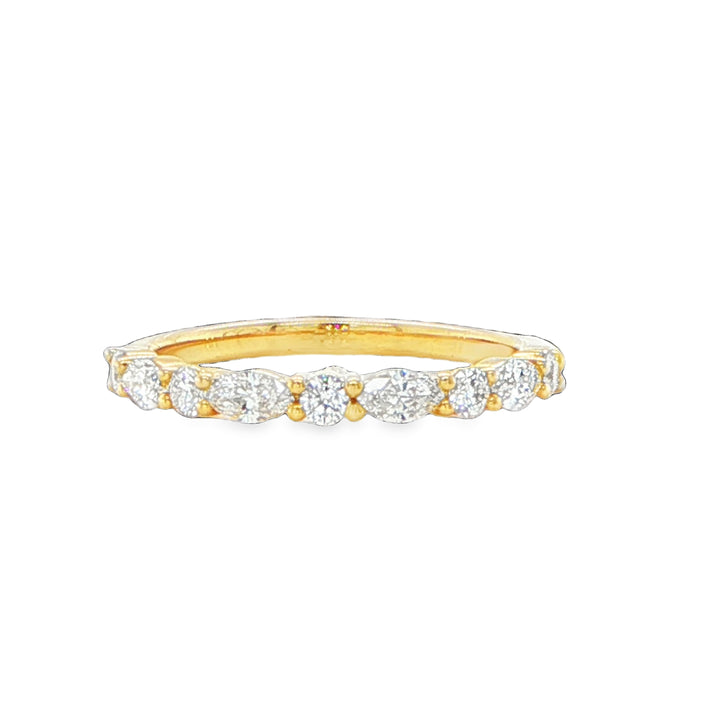 18K Yellow Gold Marquise & Round Diamond Band Ring