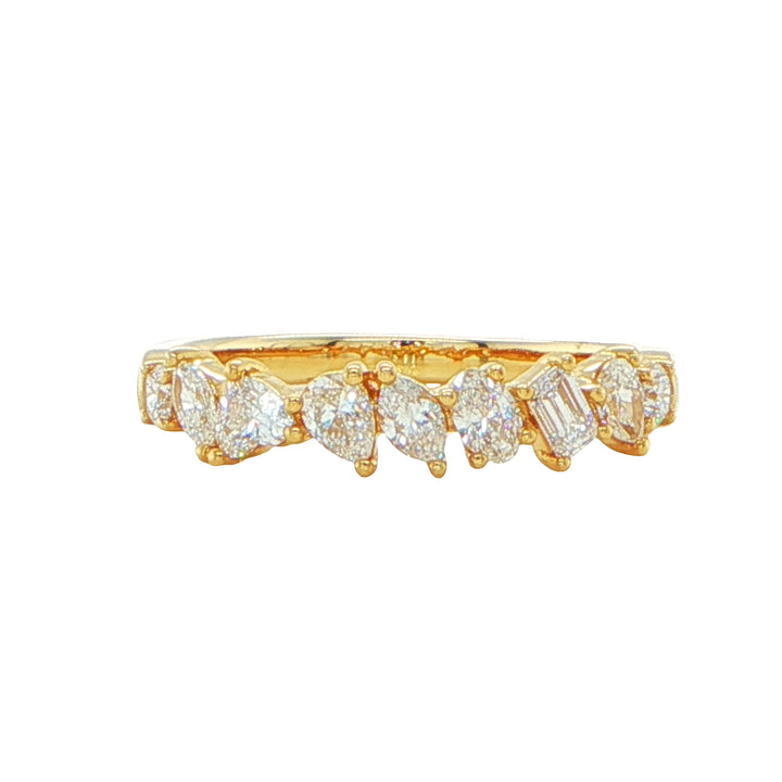 18K Yellow Gold Multi-Cut Diamond Band