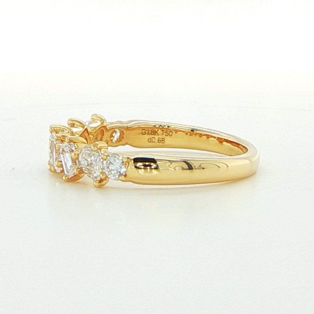 18K Yellow Gold Multi-Cut Diamond Band