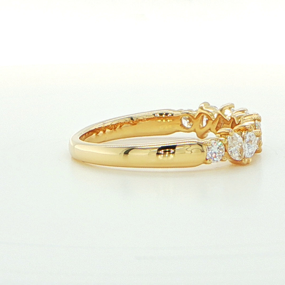 18K Yellow Gold Multi-Cut Diamond Band