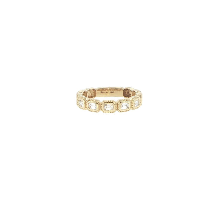 14K Yellow Gold Emerald Cut Diamond Band Ring