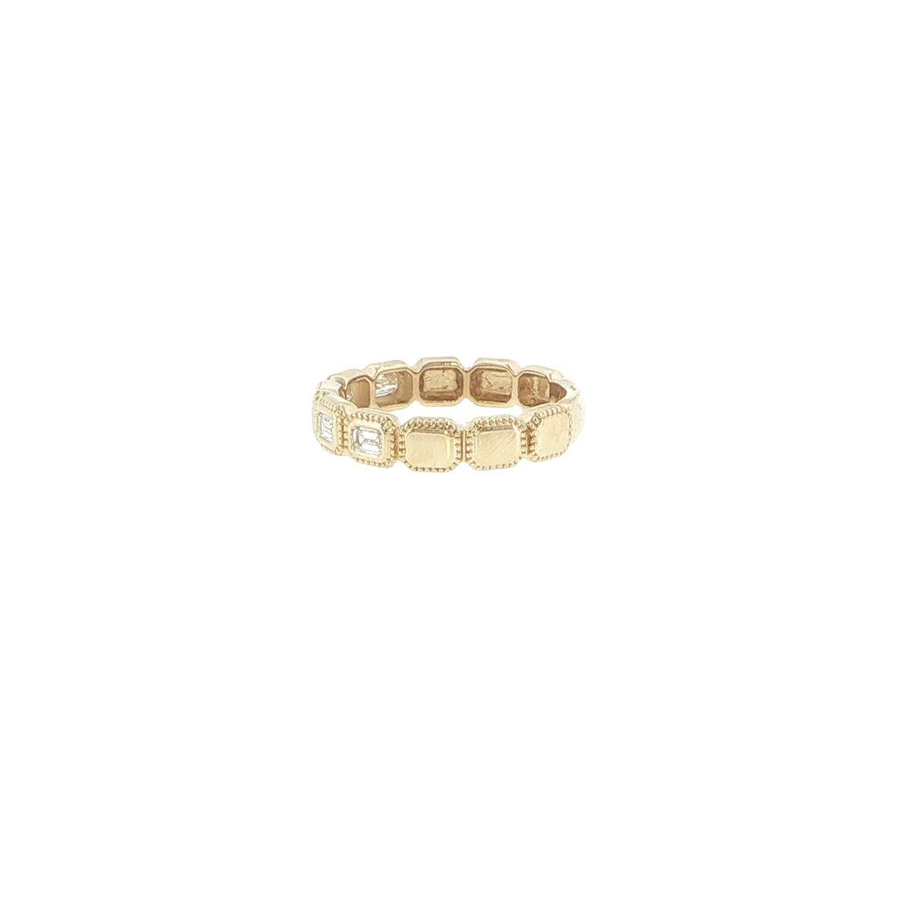14K Yellow Gold Emerald Cut Diamond Band Ring