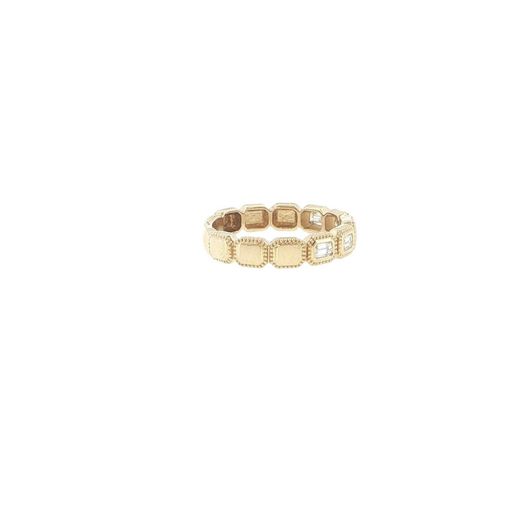 14K Yellow Gold Emerald Cut Diamond Band Ring