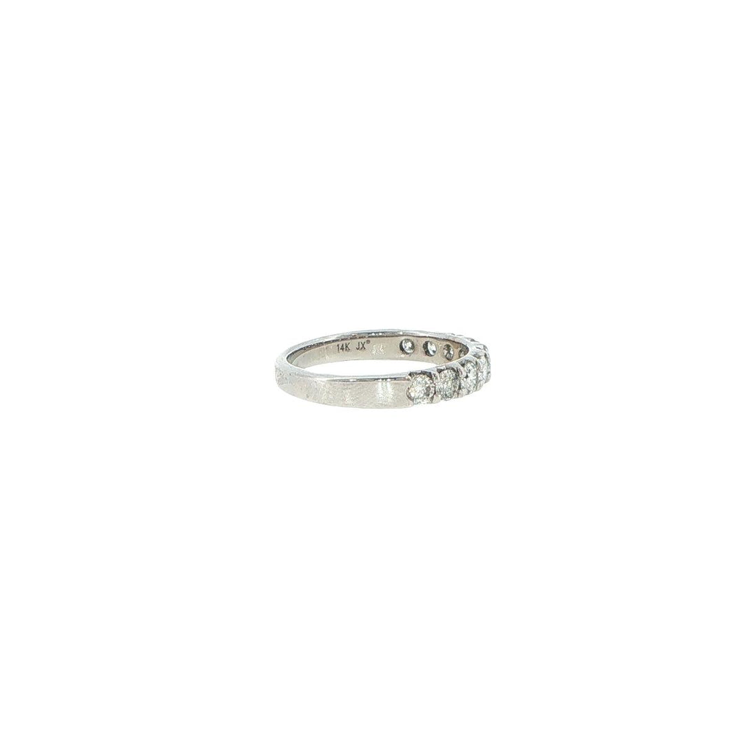 14K White Gold Shared Prong Diamond Wedding Band