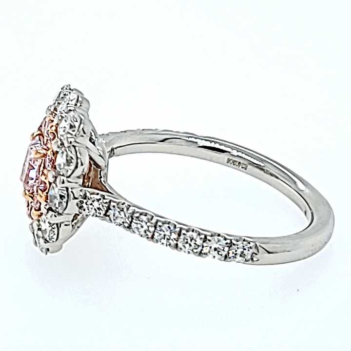 Fancy Light Pink Diamond Ring with Diamond Halos
