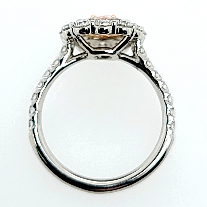 Fancy Light Pink Diamond Ring with Diamond Halos