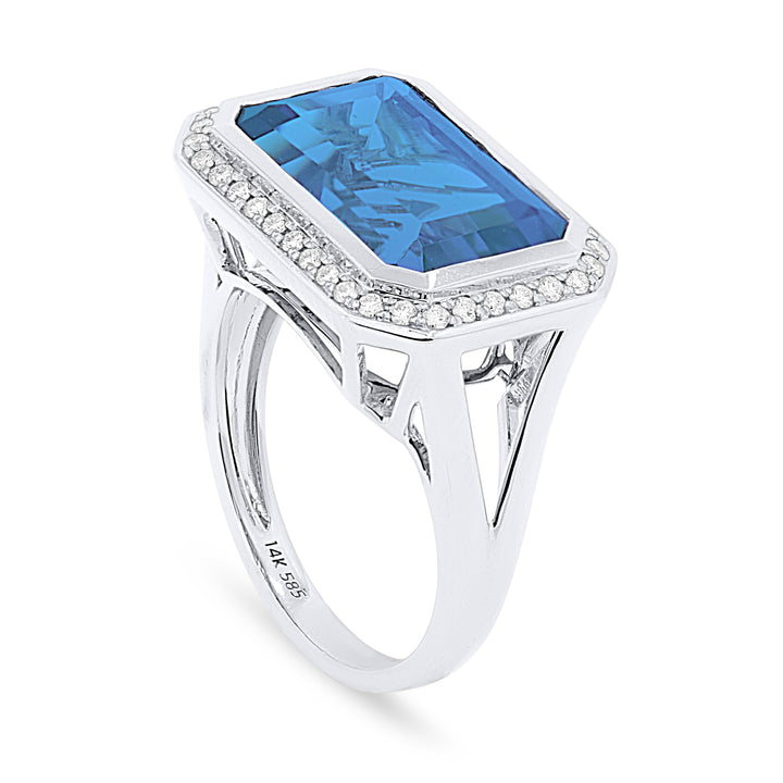 Blue Topaz and Diamond Cocktail Ring