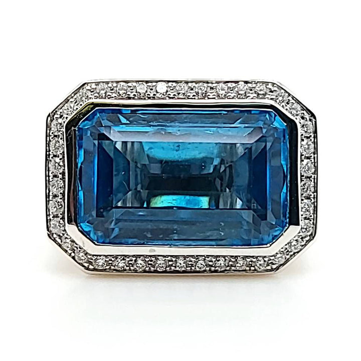 Blue Topaz and Diamond Cocktail Ring