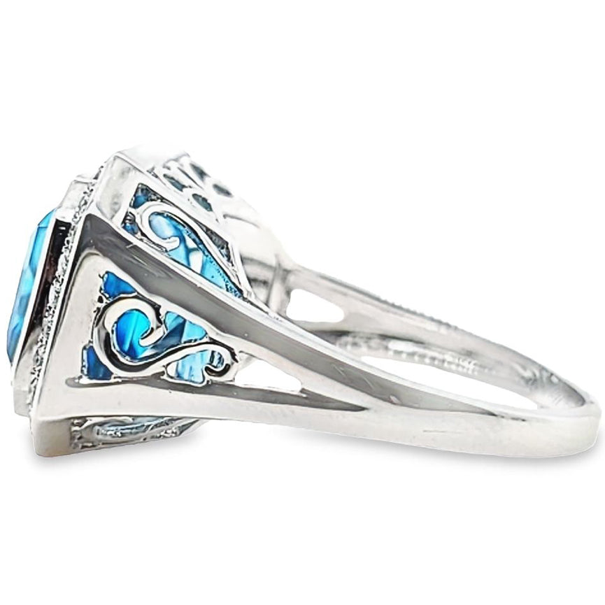 Blue Topaz and Diamond Cocktail Ring