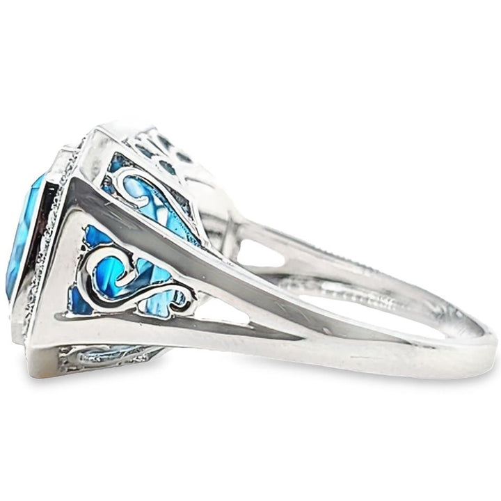 Blue Topaz and Diamond Cocktail Ring