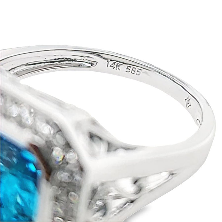 Blue Topaz and Diamond Cocktail Ring