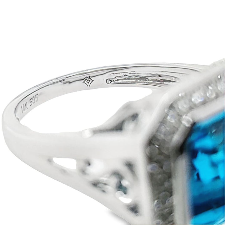 Blue Topaz and Diamond Cocktail Ring