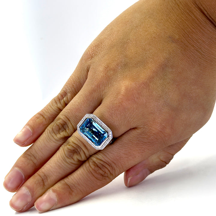 Blue Topaz and Diamond Cocktail Ring