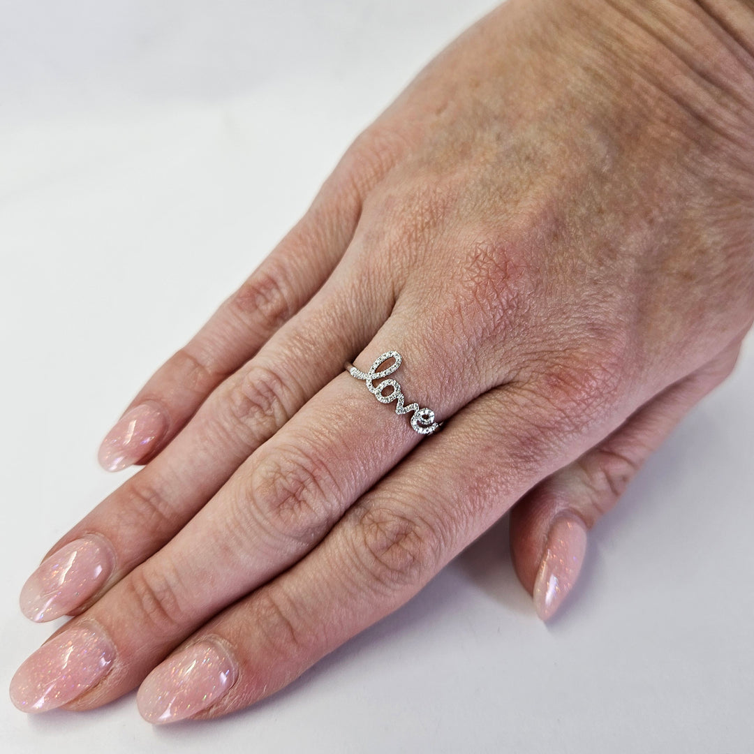 Cursive Diamond Love Ring