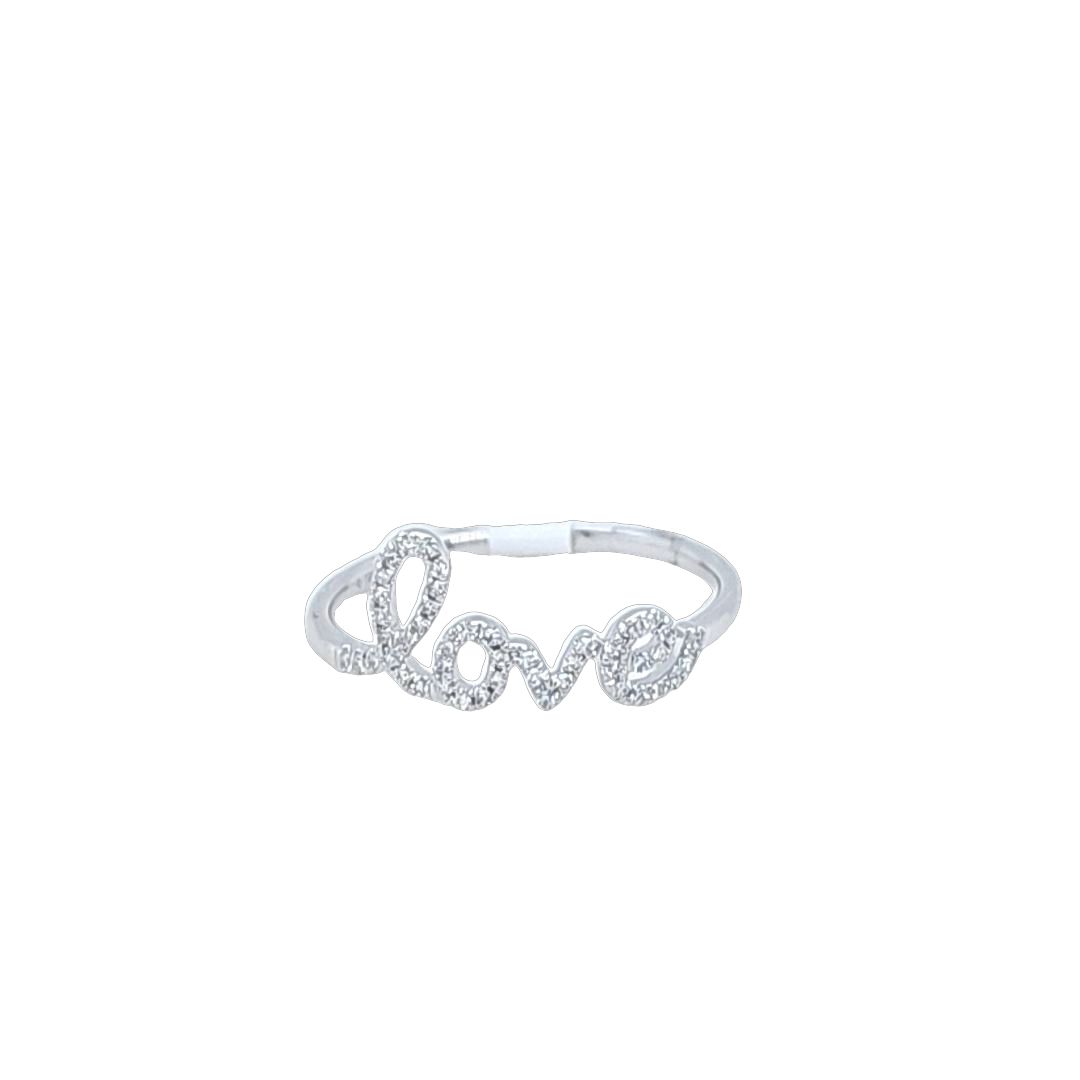 Cursive Diamond Love Ring