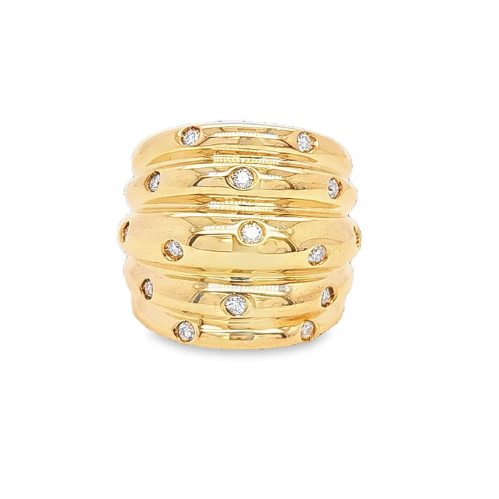 Ribbed Wide Diamond Band