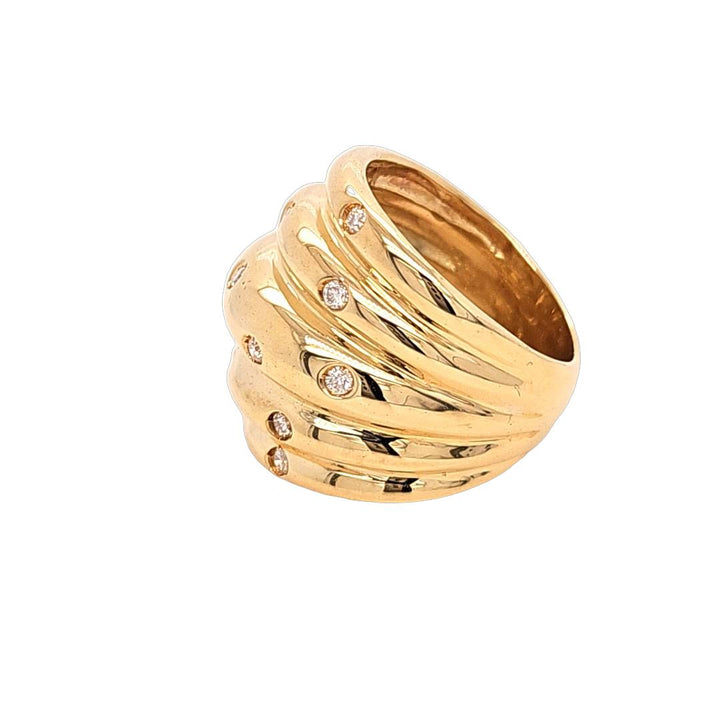 Ribbed Wide Diamond Band