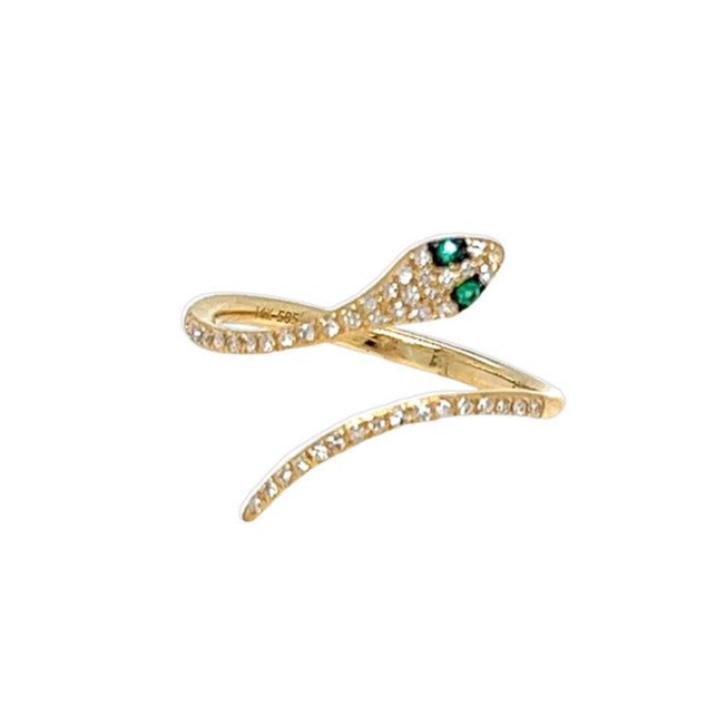 Emerald and Diamond Snake Ring