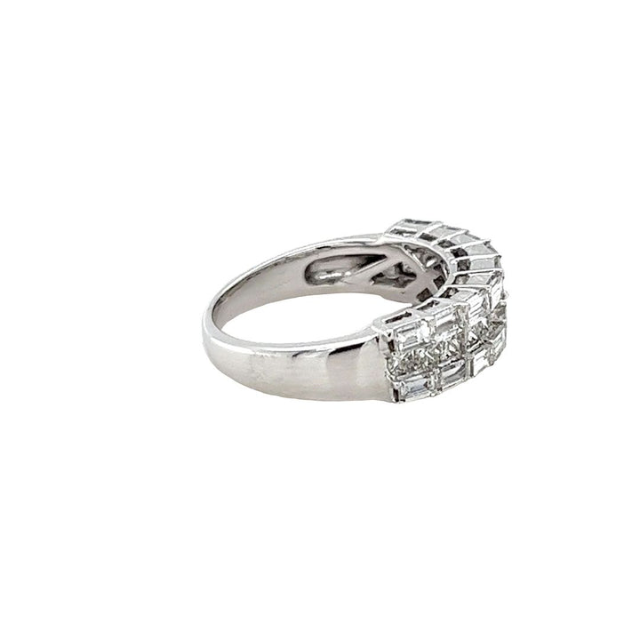 18 Karat White Gold 3 Row Diamond Ring