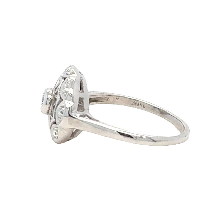 14K White Gold Vintage-Inspired Diamond Ring
