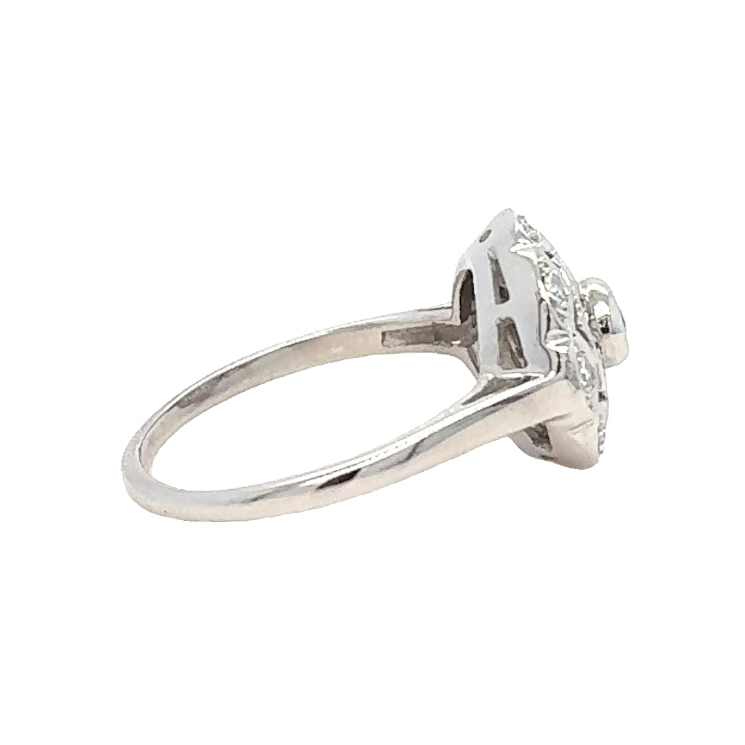 14K White Gold Vintage-Inspired Diamond Ring