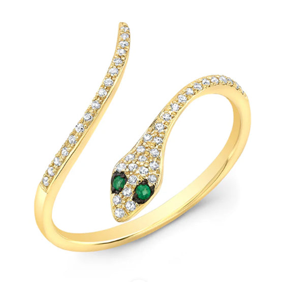 Emerald and Diamond Snake Ring
