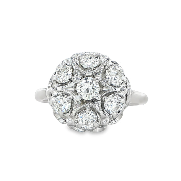 14K White Gold Cluster Diamond Ring