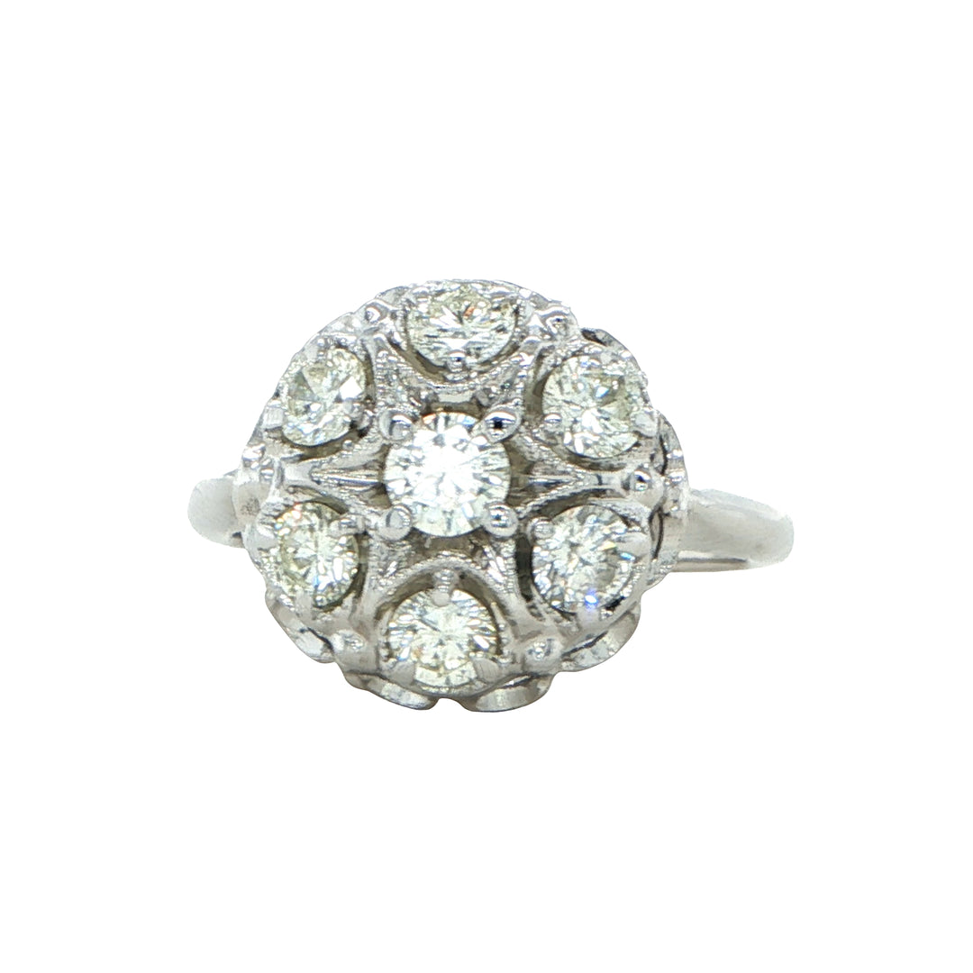 14K White Gold Cluster Diamond Ring