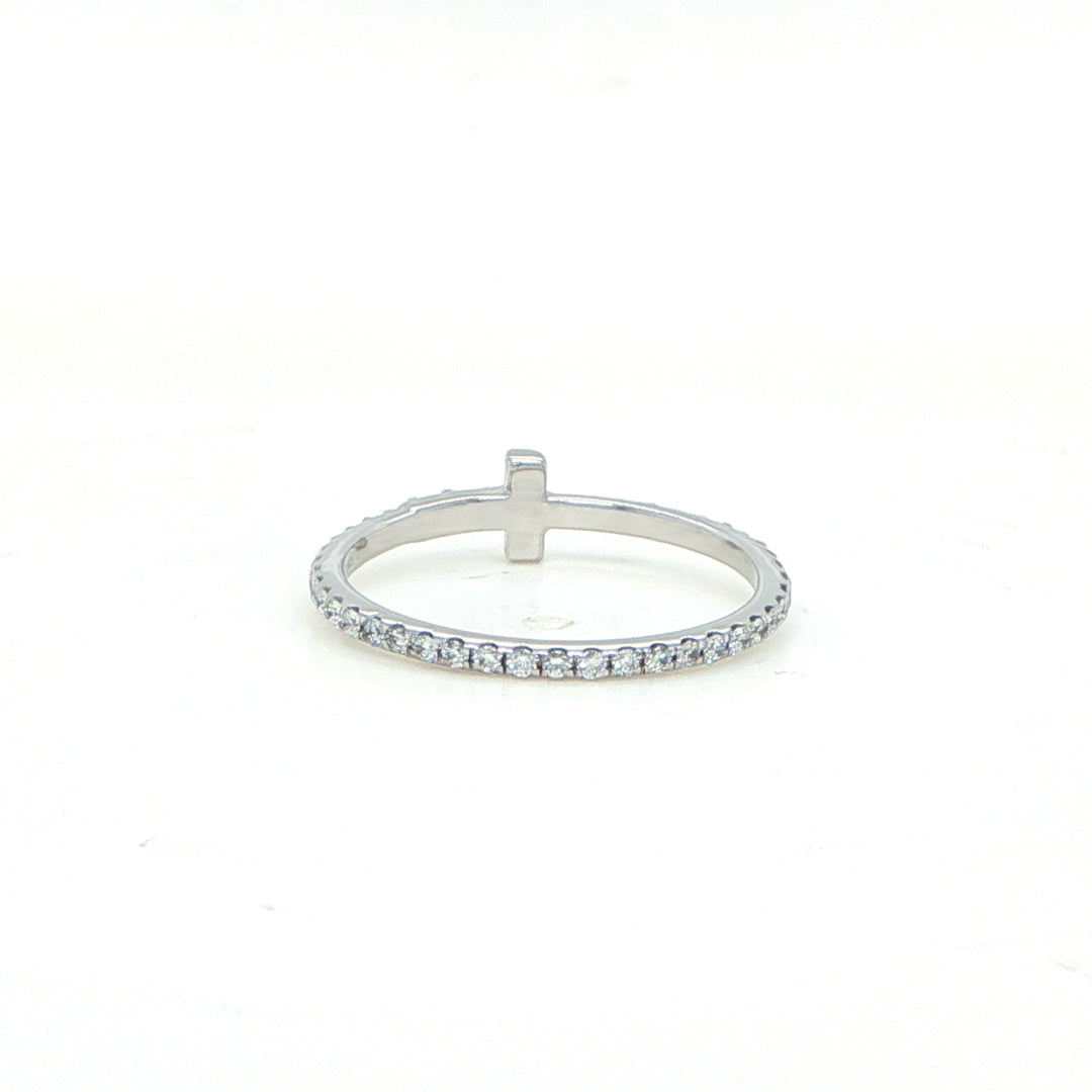 Tiffany & Co. 18K White Gold Diamond T Ring