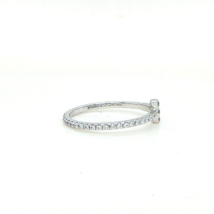 Tiffany & Co. 18K White Gold Diamond T Ring
