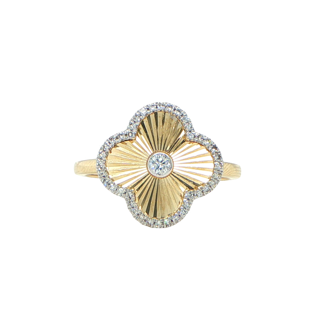14K Yellow Gold Diamond Flower Ring
