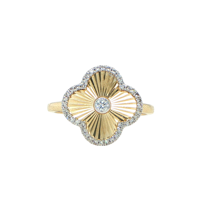 14K Yellow Gold Diamond Flower Ring